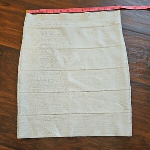 BCBGMaxAzria White Metallic Bandage Pencil Skirt